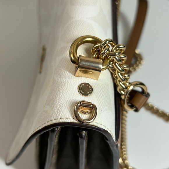 Coach Signature White and Tan Crossbody Bag - Picture 8 of 13